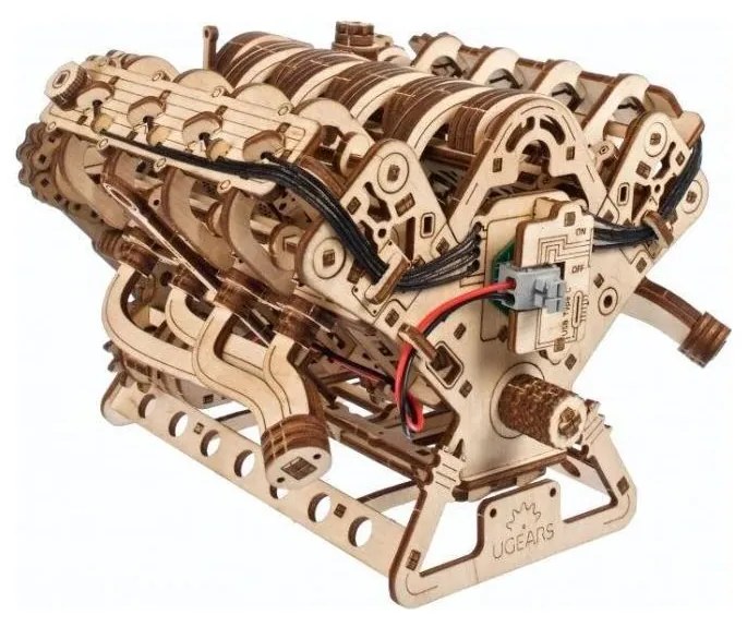 Ugears - 3D fából készült mechanikus kirakó: V8-motor