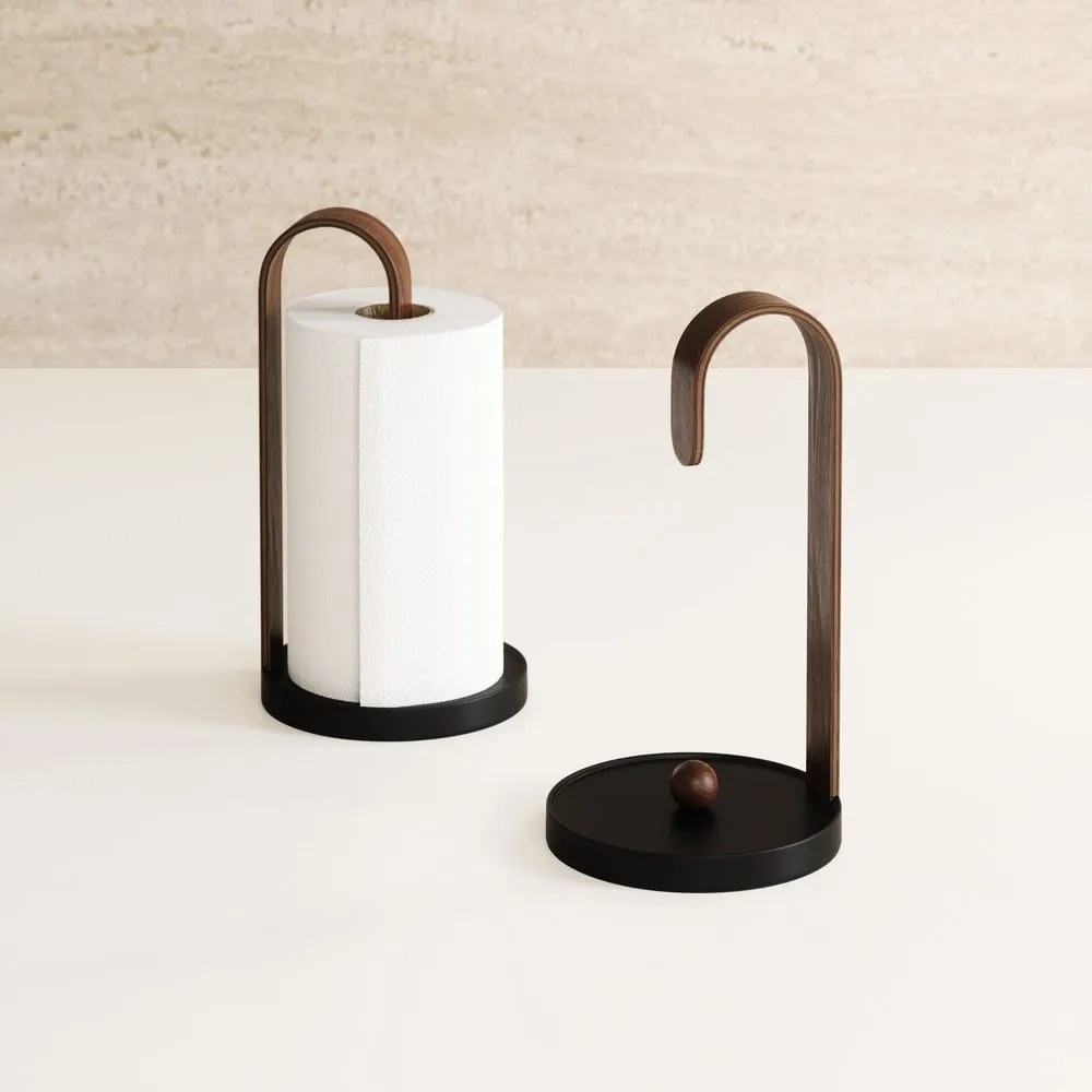 Fekete fa papírtörlő tartó ø 17 cm Bellwood – Umbra