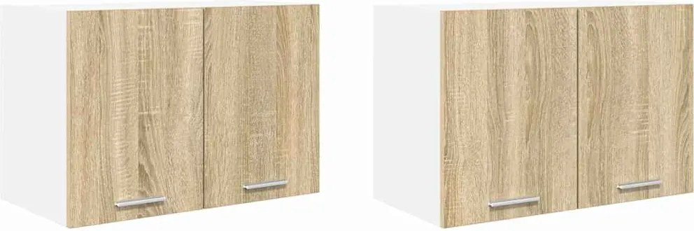 vidaXL Függő szekrény 2 pcs Sonoma tölgy és fehér 60 x 31 x 40 cm