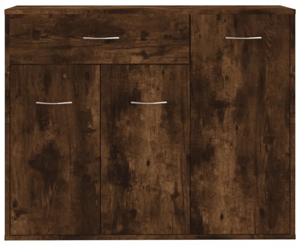 füstös tölgy színű szerelt fa tálalószekrény 88x30x70 cm
