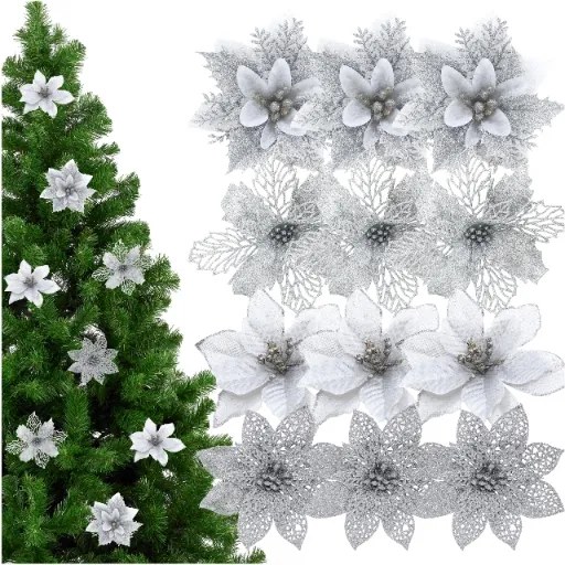 Betlehemi Csillag Mikulásvirág Karácsonyi Dekoráció MIX Szett 12DB-OS