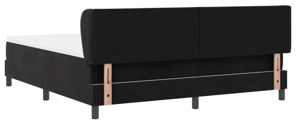 Boxspring Ágy Matraccal, Fekete, 180x200 cm, Bársonyos