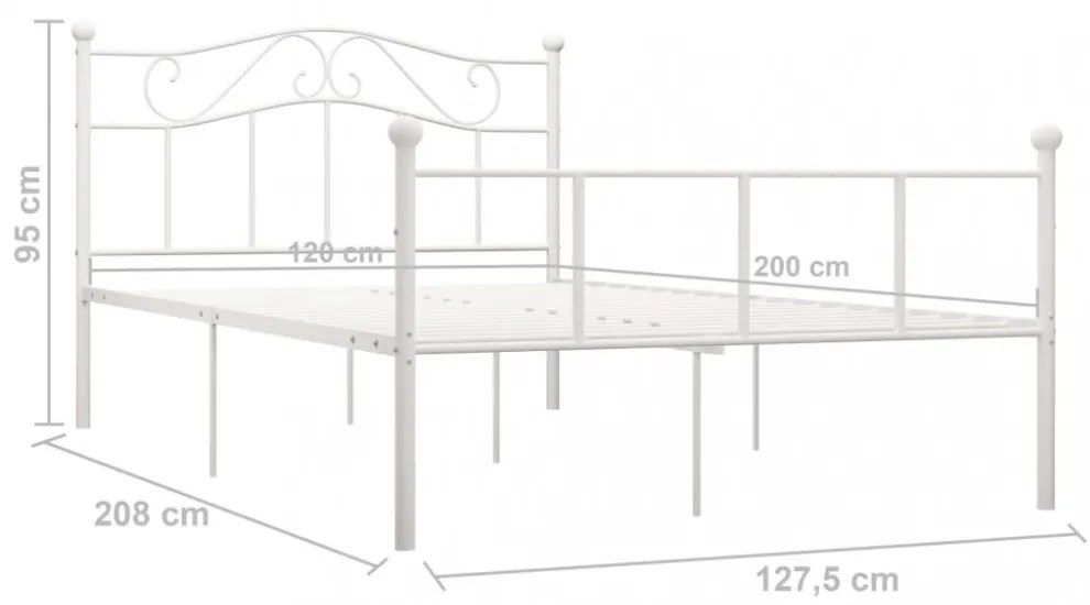 fehér fém ágykeret 120 x 200 cm