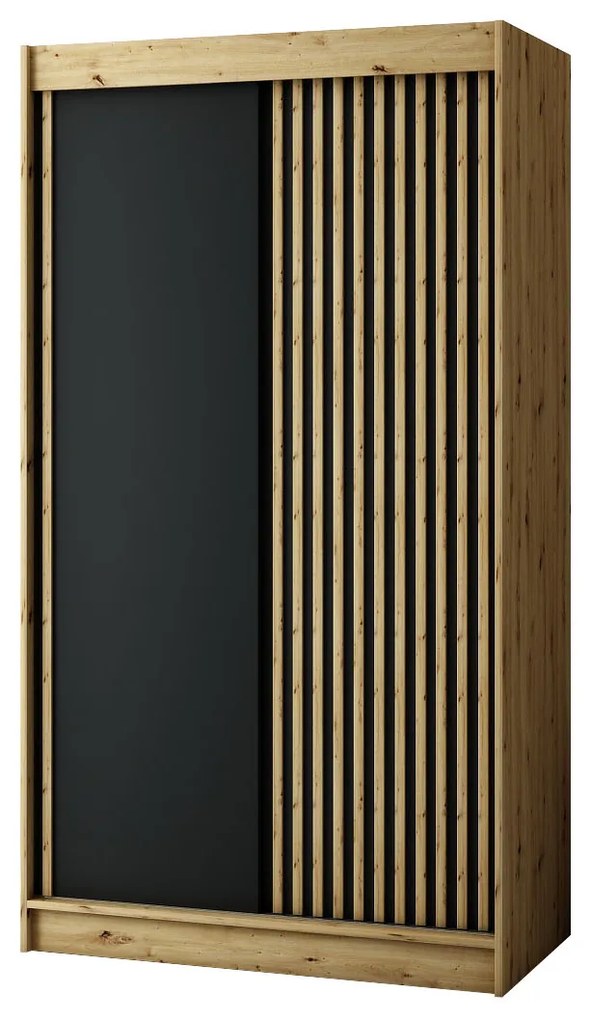 Ruhásszekrény 120 cm Ladonna (artisan tölgy + matt fekete). 1043505