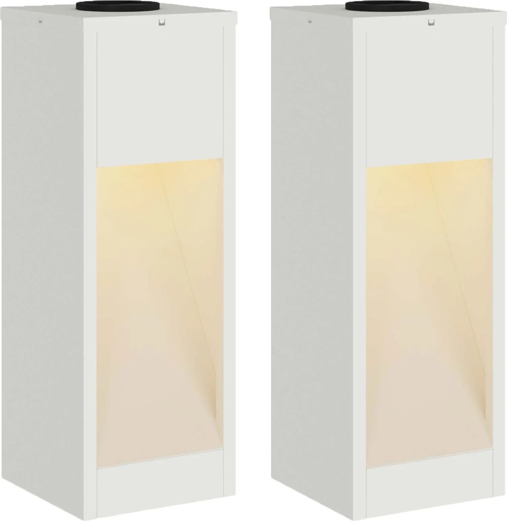 vidaXL Napelemes LED Útjelző Lámpa 2 pcs Fehér Hidegen hengerelt acél