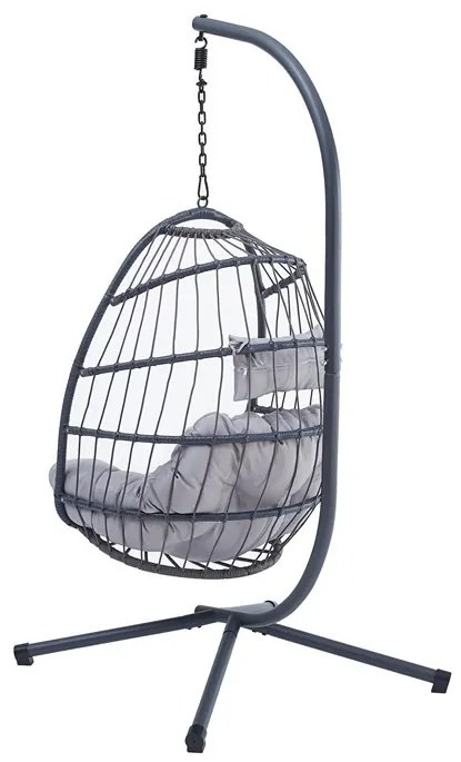 Szürke Függőszék Fémvázzal és Polyrattan Fonással. AZ-V1269 GREY