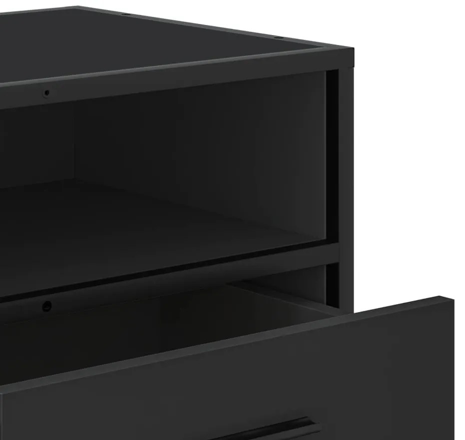 fekete szerelt fa és fém TV-szekrény 80x34,5x40 cm
