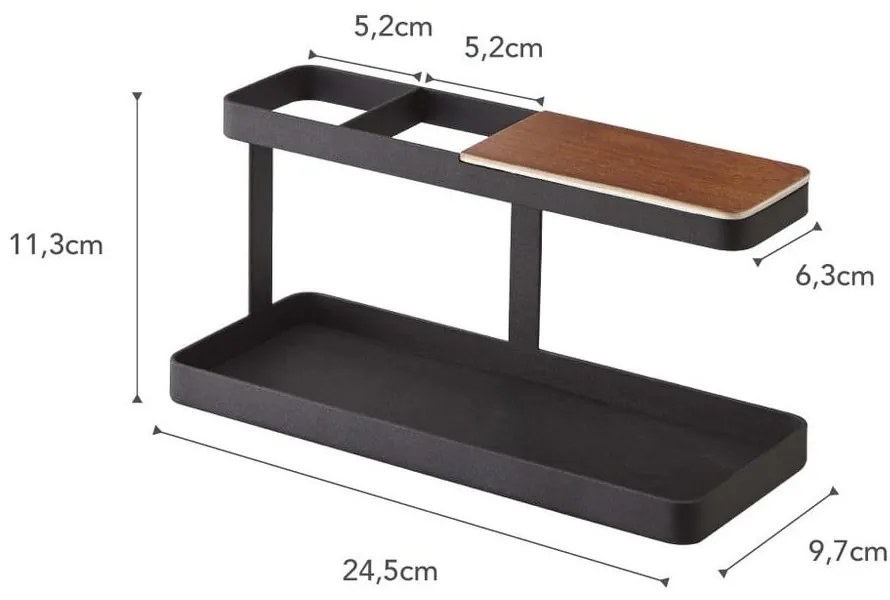 Tower Desk Bar fekete multifunkciós állvány bükkfa részletekkel - YAMAZAKI