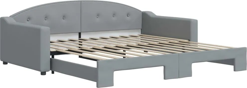 vidaXL világosszürke kihúzható szövet heverő 100 x 200 cm