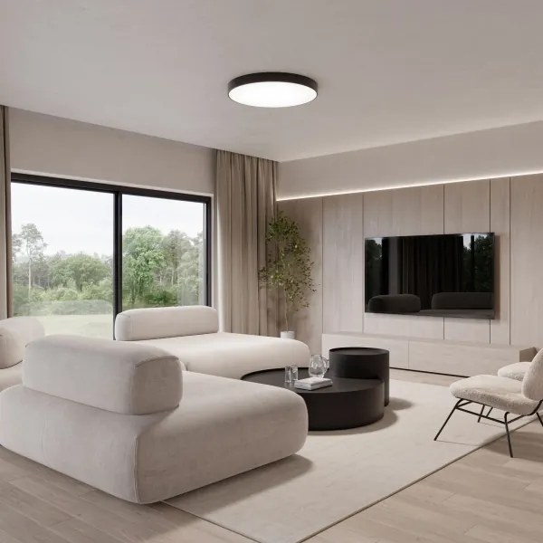 Mennyezeti lámpa érzékelővel CLEO 6xE27/24W/230V, átm. 80 cm, fekete