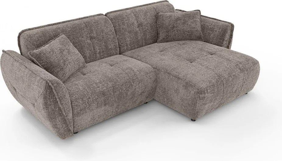 Szürkésbarna zsenília sarokkanapé (jobb oldali-heverő résszel) Nelia – Ropez
