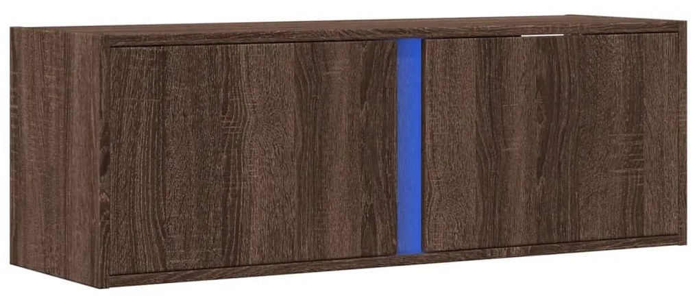 barna tölgyszínű fali TV-szekrény LED-del 100x31x35 cm