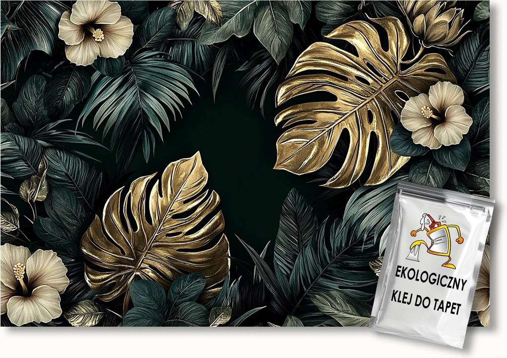 Fotótapéta Flizelina Levelek Virágok Pálma Monstera Glamour 208x146 ragasztó