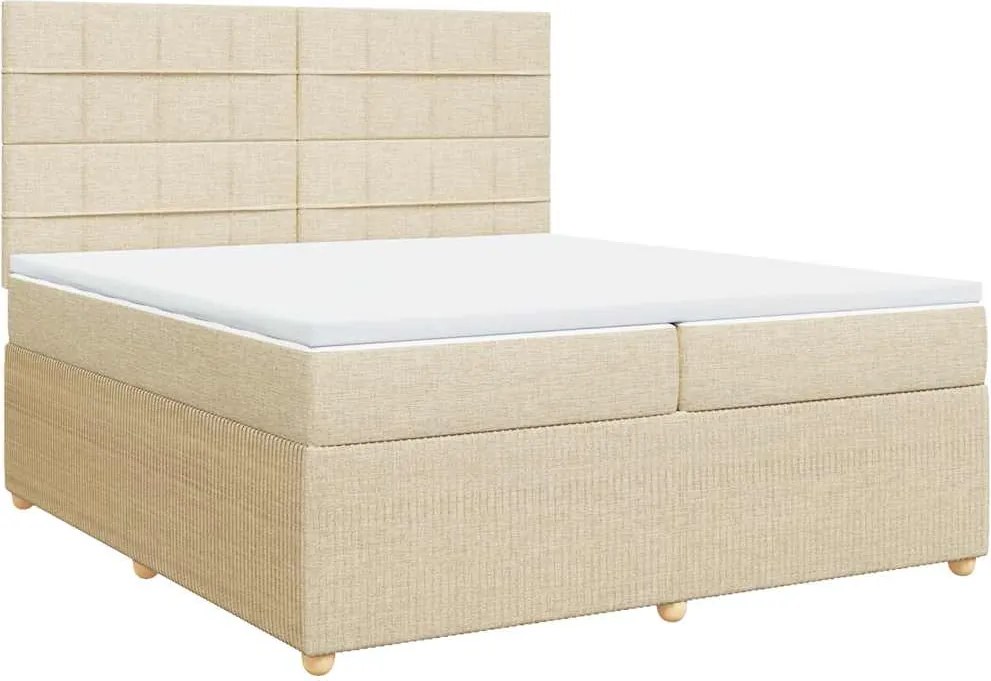 vidaXL krémszínű szövet rugós ágy matraccal 200 x 200 cm