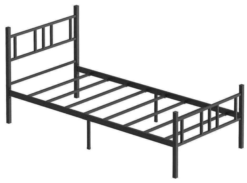 PIRON fém egyszemélyes ágy 90x200 cm fekete teherbírás 120 kg