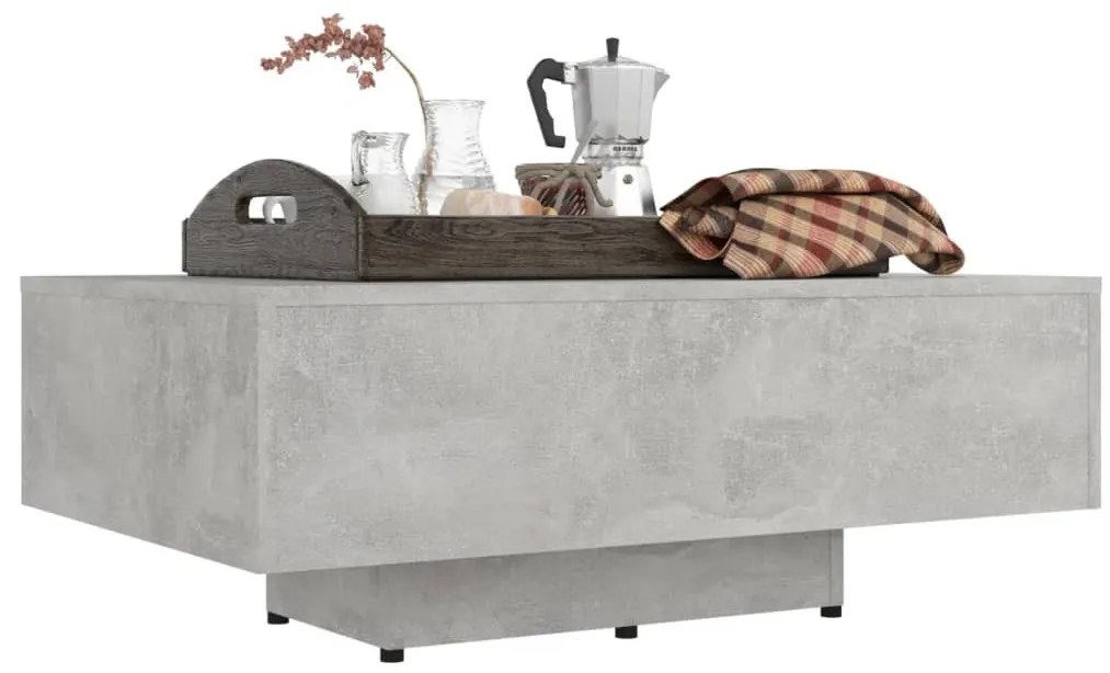Betonszürke szerelt fa dohányzóasztal 85 x 55 x 31 cm