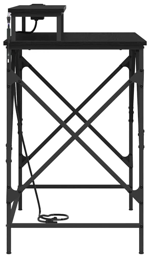 Asztal LED -es lámpákkal Musta tammi 100 x 50 x 86.5 cm Faanyag