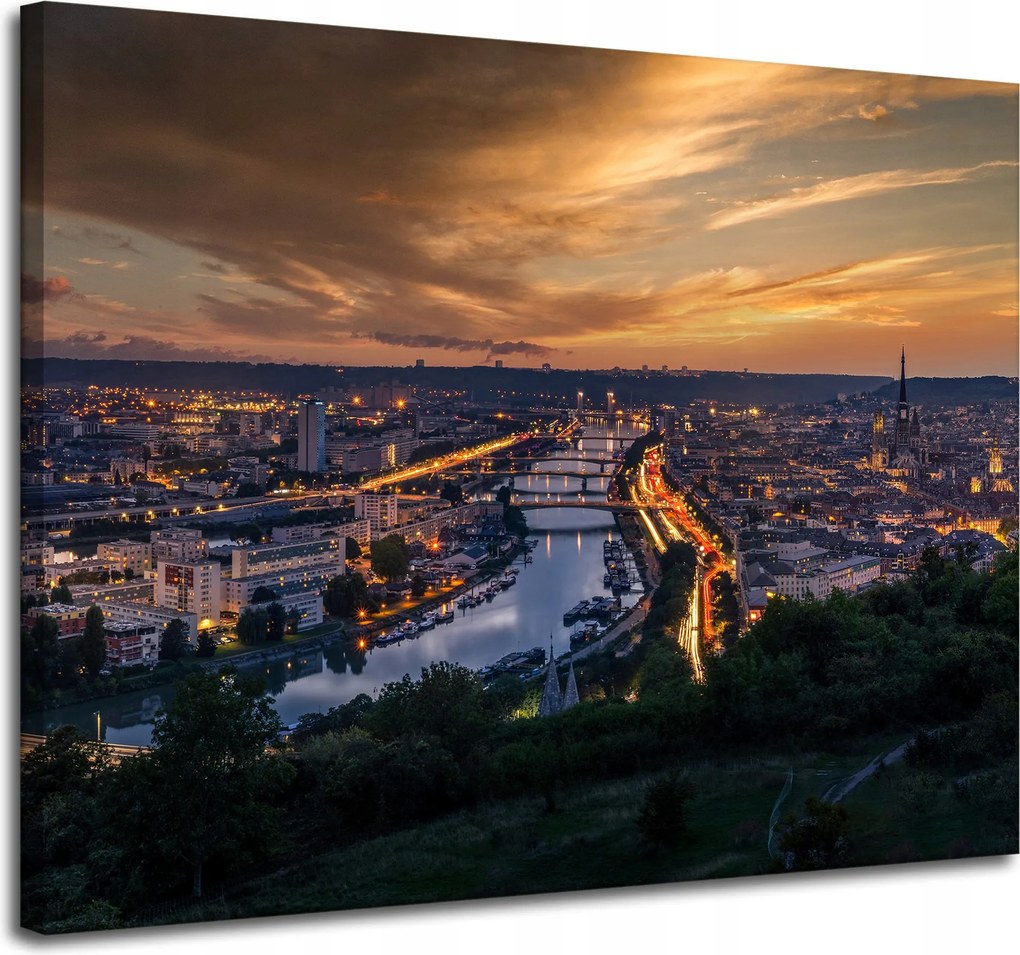 Vászonkép Építészet Rouen Este 100X80