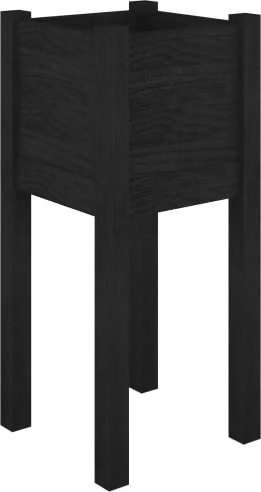 vidaXL fekete tömör fenyőfa kerti virágtartó 31 x 31 x 70 cm