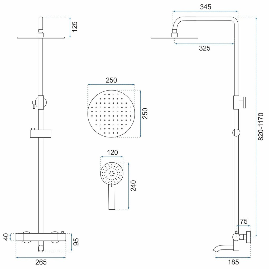 Rea Lungo, zuhanygarnitúra termosztatikus csapteleppel, rózsaszín arany, REA-P6606