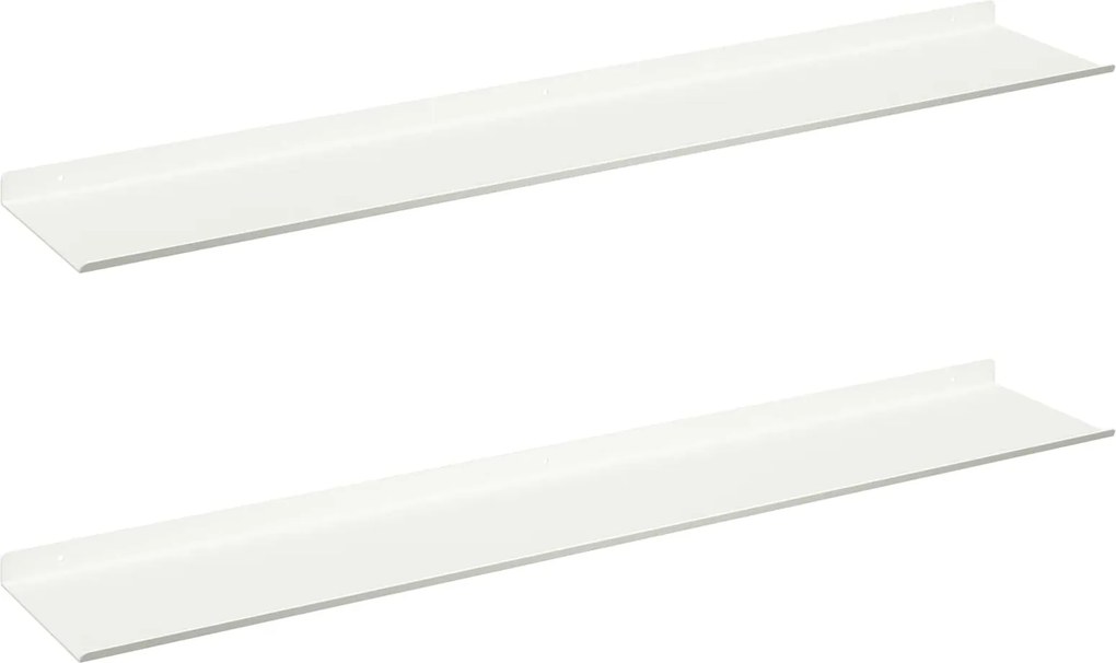 vidaXL Lebegő polc Falra szerelhető 2 pcs Fehér 100 x 18 x 2,5 cm Acél