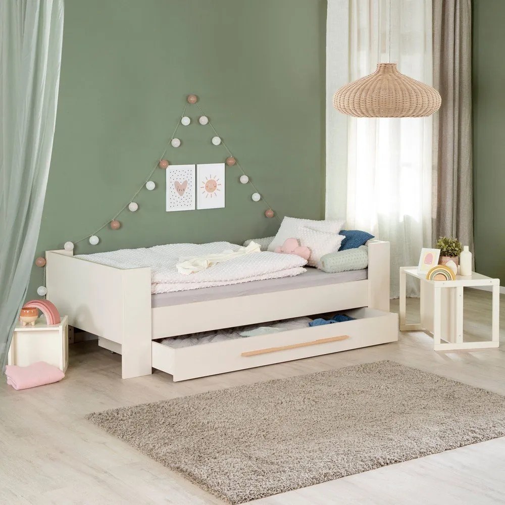Bézs ágyneműtartós gyerekágy ágyrács nélkül 90x200 cm Kids – Roba