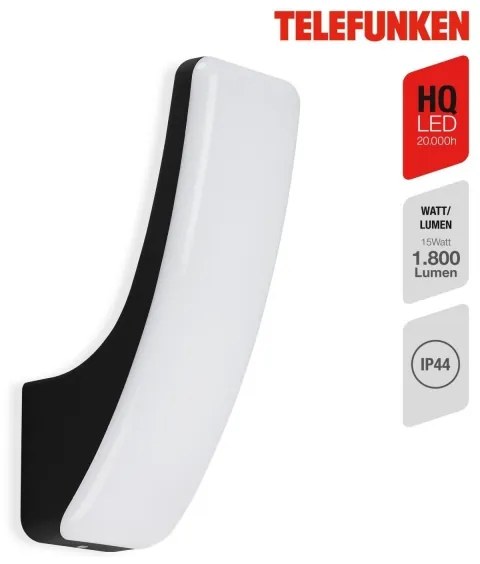 Telefunken 311605TF - LED Kültéri fali lámpa LED/15W/230V IP44 fekete
