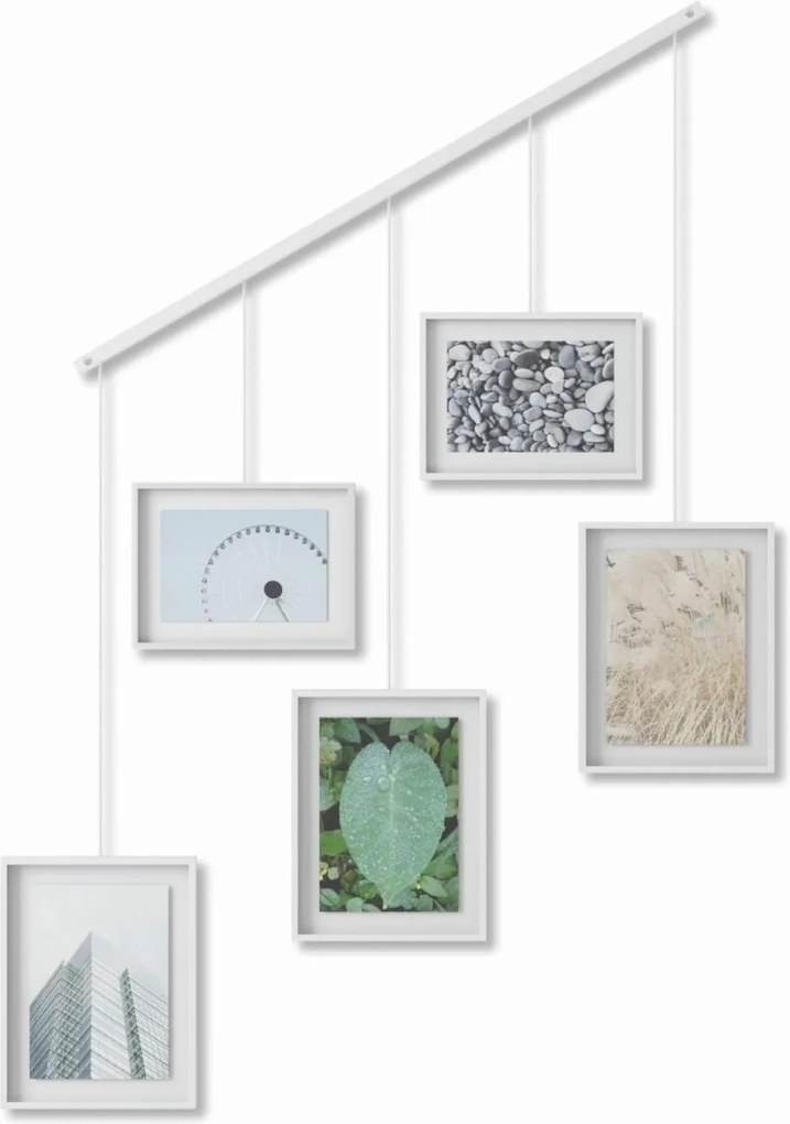 5 db-os akasztós képkeret szett, nappaliba fehér Exhibit