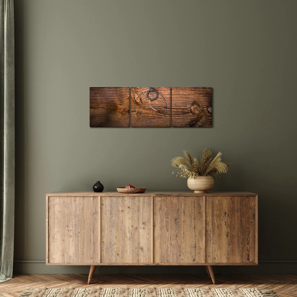 Fa textúra képe (órával) (90x30 cm)