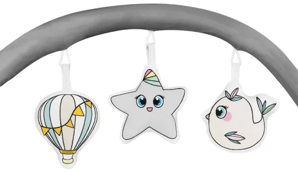 Lionelo - FLOWER utazóágy, szürke, skandináv stílus