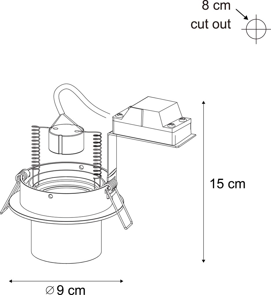 Modern beépíthető spotlámpa, antracit szürke, GU10, 50 mm, kerek, dönthető - Installa