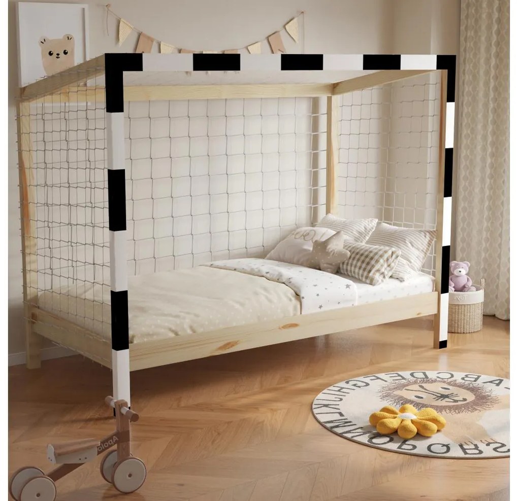 Gyerekágy 90 cm Facilmente (természetes + fehér + fekete) (ágyráccsal) (tárolóhellyel). 1116345