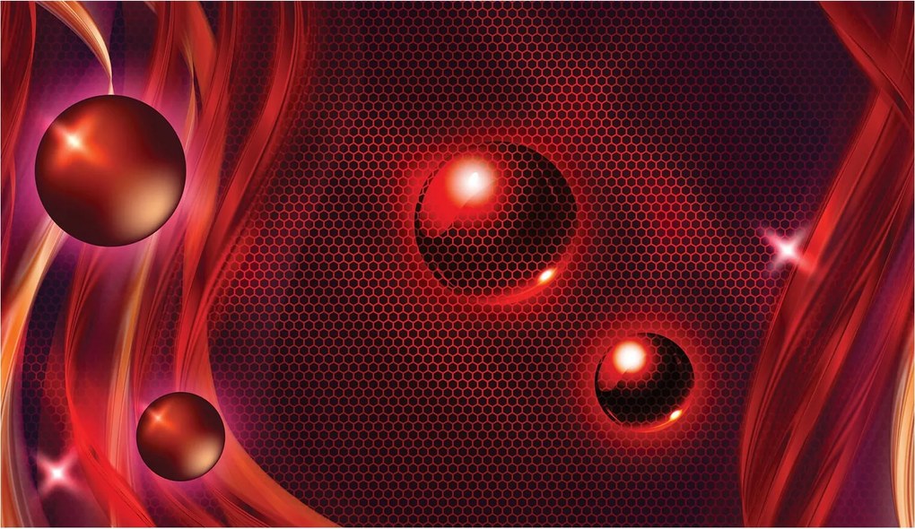 Tapéta Fémes Gömbök Piros Fekete Absztrakt Minimalizmus 520x300 +ragasztó