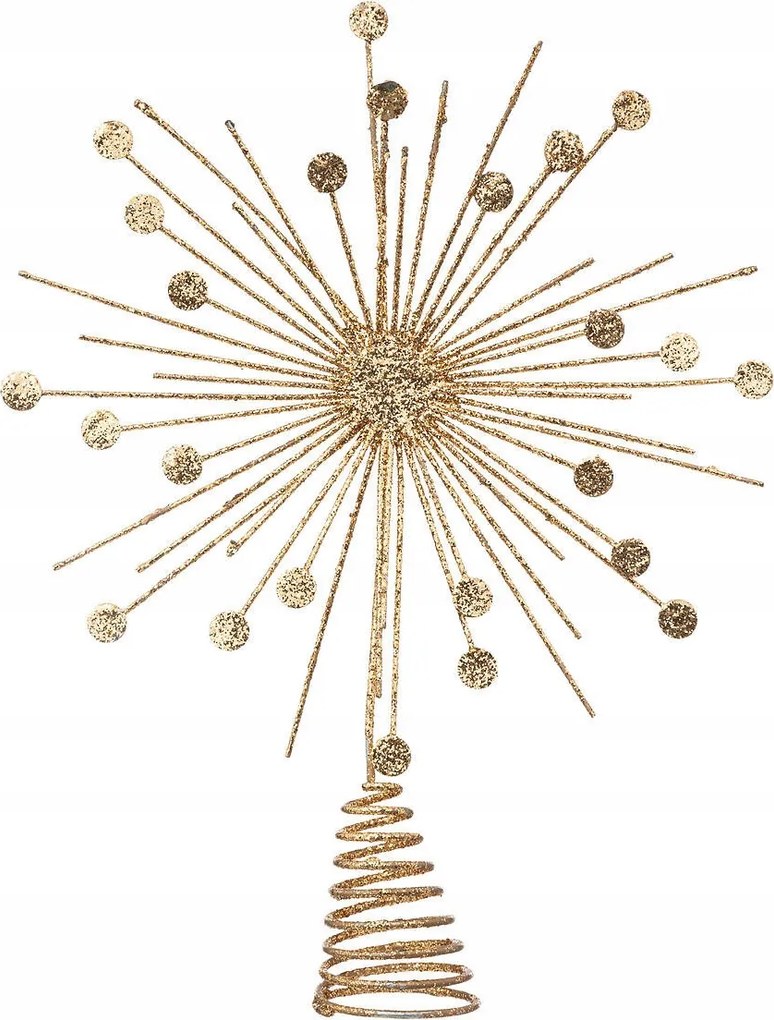 Arany Csillag A Karácsonyfa Tetejére Fém Magasság 30 CM 23 X 5 CM