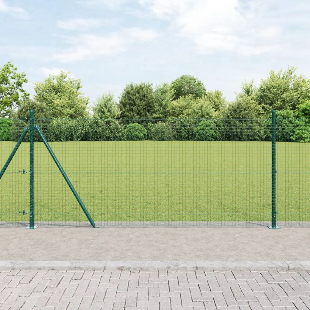 Hegesztett drótkerítés 13 flanged oszloppal Zöld 1x25 m Acél