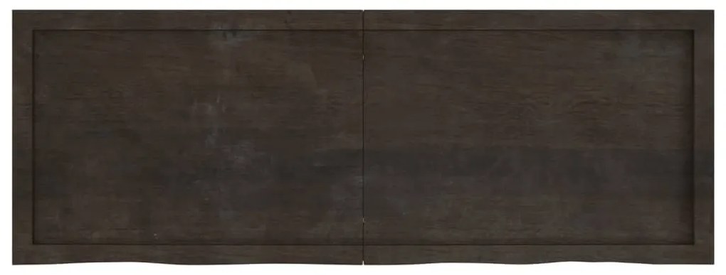 sötétbarna kezelt tömör tölgyfa fali polc 140 x 50 x (2-6) cm