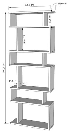 Könyvespolc BATES 160x60 cm fehér/tölgy
