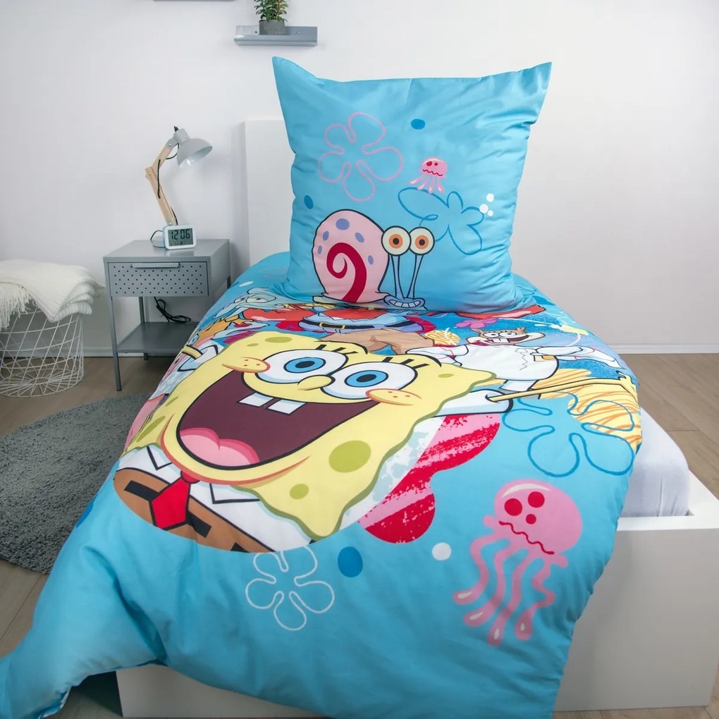 Herding Pamut ágynemű Spongebob , 135 x 200 cm, 80x 80 cm