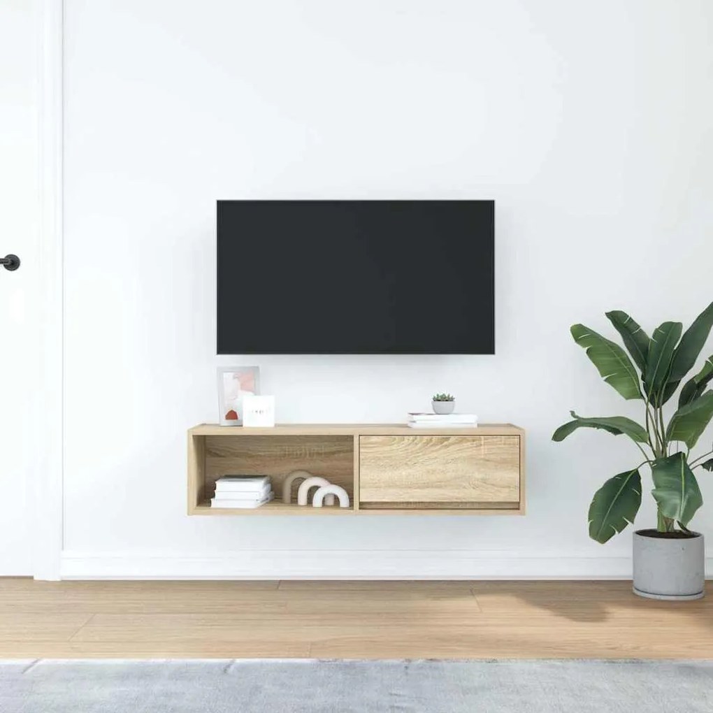 sonoma tölgy színű szerelt fa TV-szekrény 100x31x25,5cm