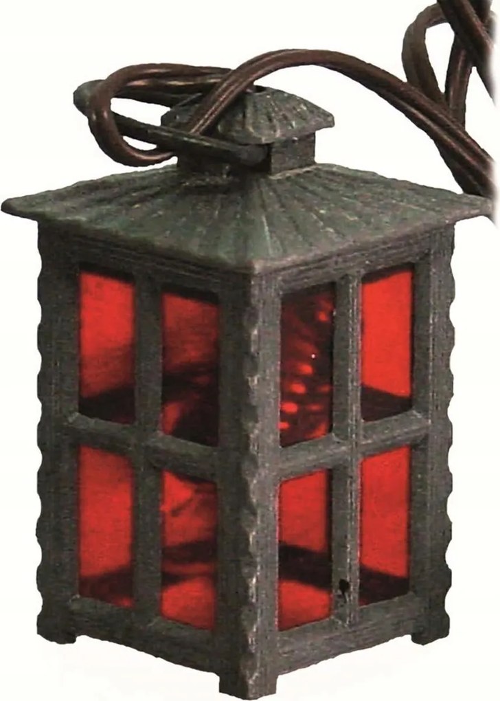 Lámpa Fém, piros, négyszögletes 5cm magas