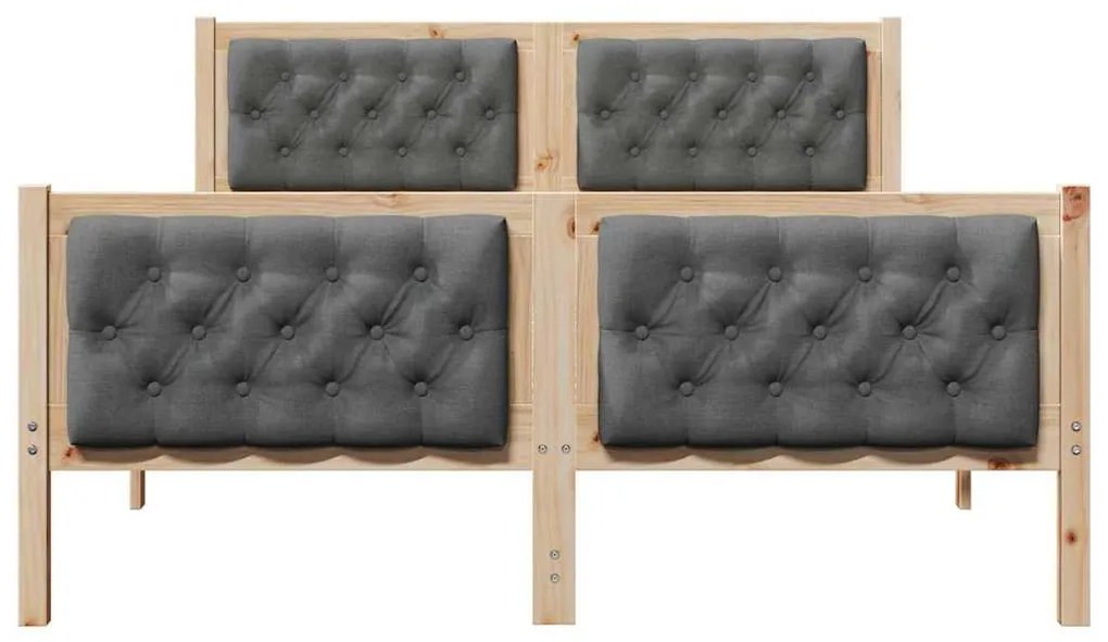 Ágykeret fejtámlával Sötétszürke 150 x 200 cm Tömör fenyőfa