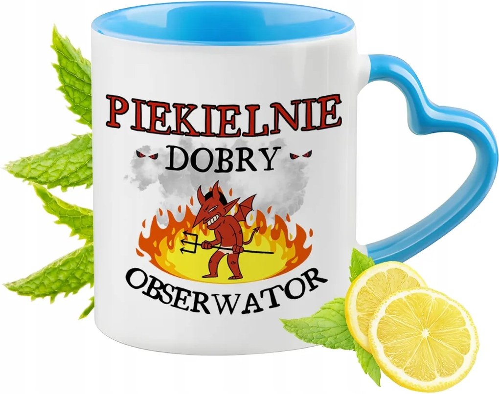 Megfigyelőnek Kék Bögre Szív Alakú Füllel Ajándék