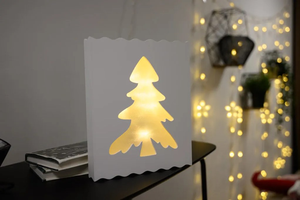 LED karácsonyi lámpa keretben TREE 29,5 cm fehér