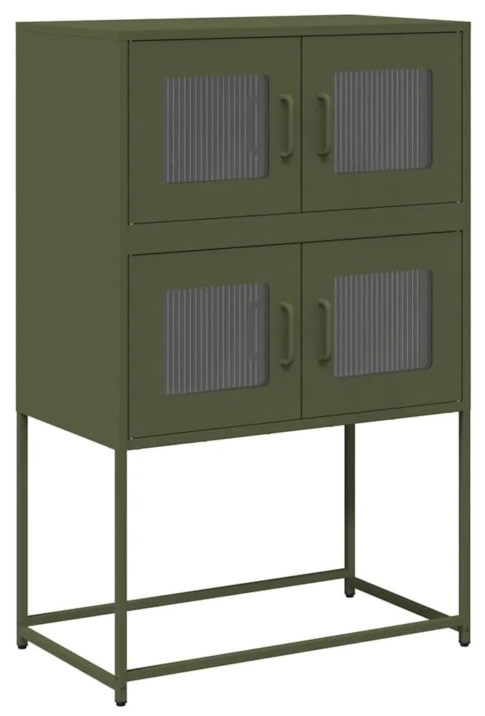 Highboard olívazöld 68x39x107 cm Acél