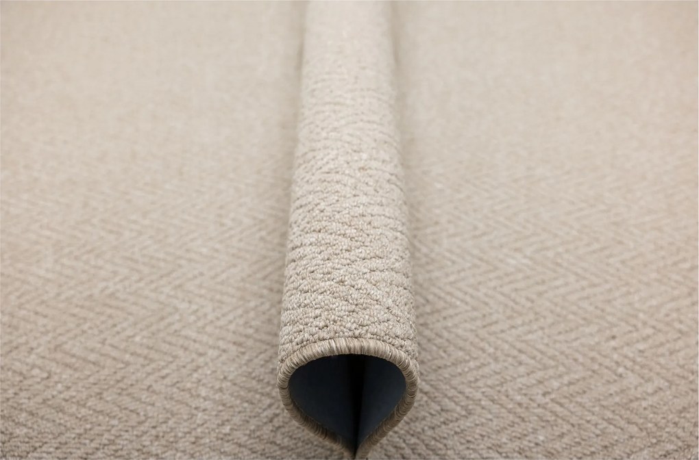 Hurkapálca Szőnyeg Divatos Krém Bézs Vastag Szövésű Halszálka Boho Havanna 200x400 cm