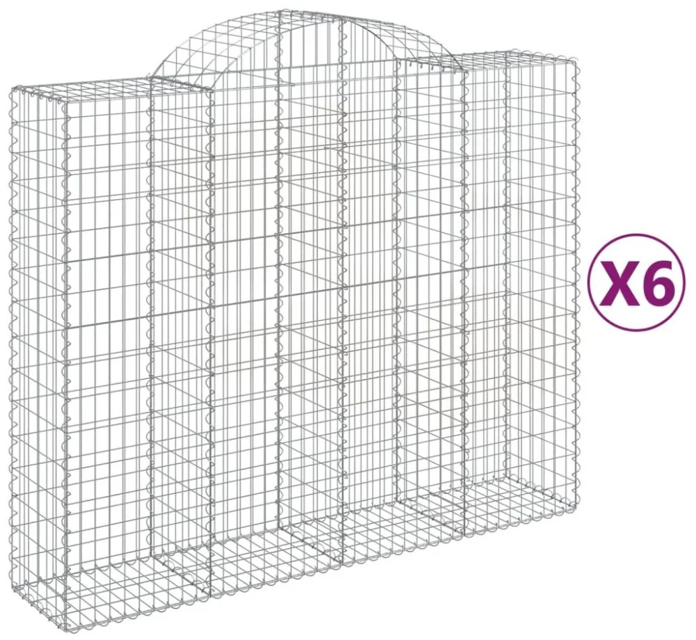 vidaXL 6 db íves horganyzott vas gabion kosár 200x50x160/180 cm