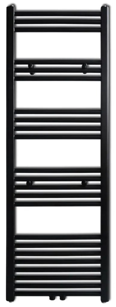vidaXL Fekete fürdőszobai törölközőszárító radiátor központi fűtéssel egyenes 500 x 1424 mm