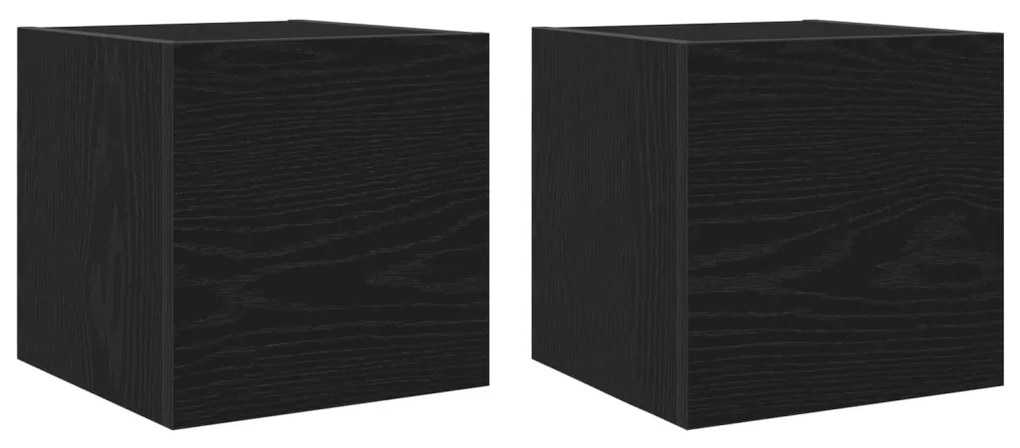 Fali TV Szekrények 2 db Fekete Tölgy 30,5x30x30 cm