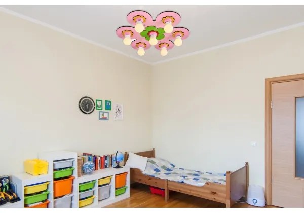 Gyermek mennyezeti lámpa LUCCA 7xE27/24W/230V rózsaszín