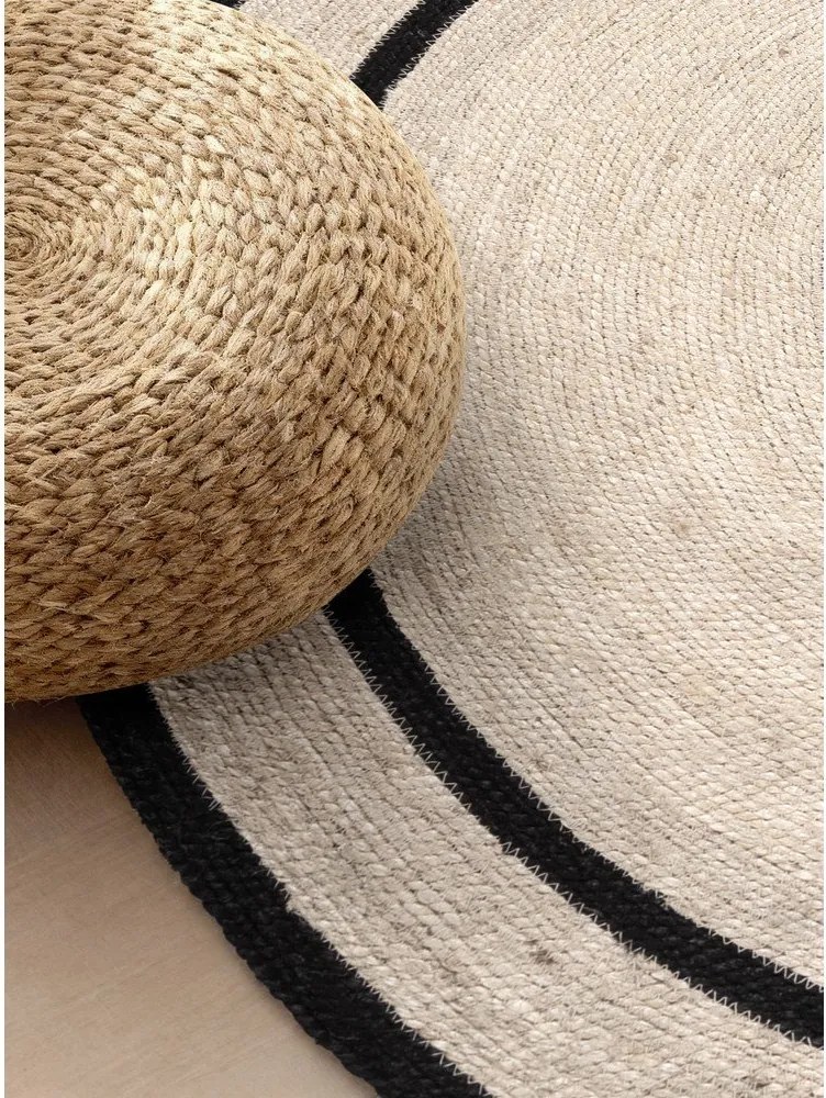 Világos natúr színű kétoldalas-kézi szövésű juta kerek szőnyeg ø 150 cm Lina – Hanse Home